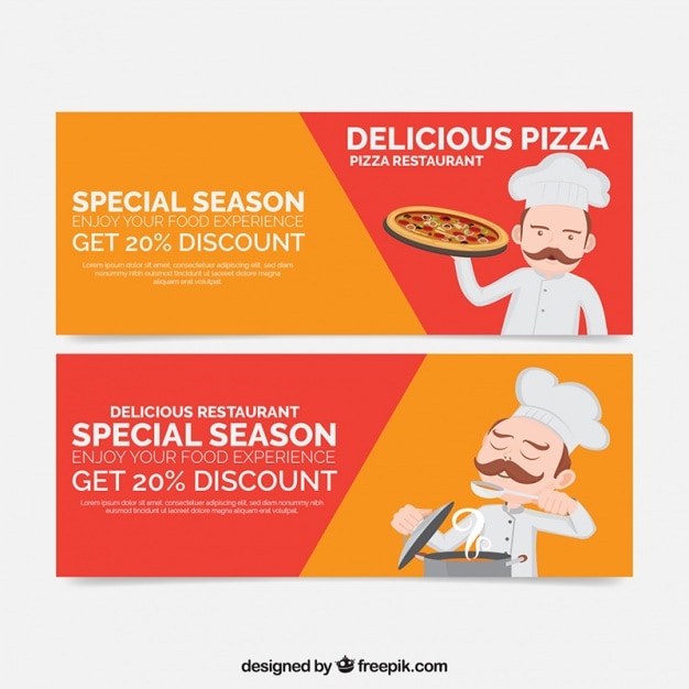 Vector gratuito banners de ofertas de deliciosa pizza