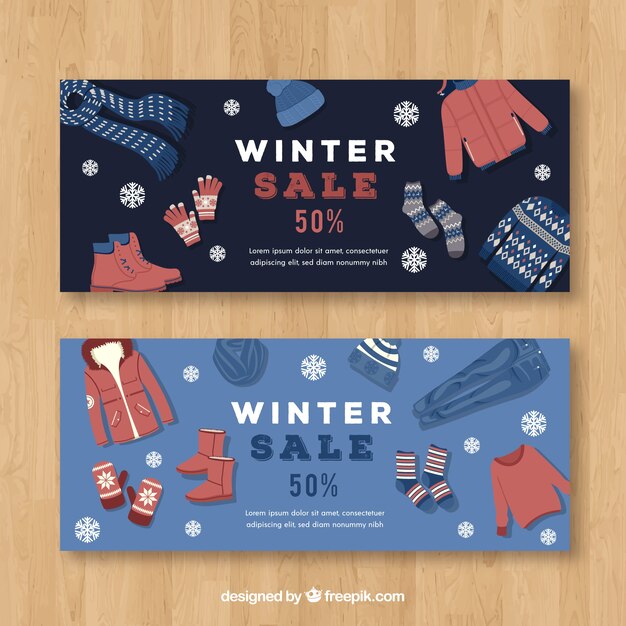 Banners de ofertas de invierno