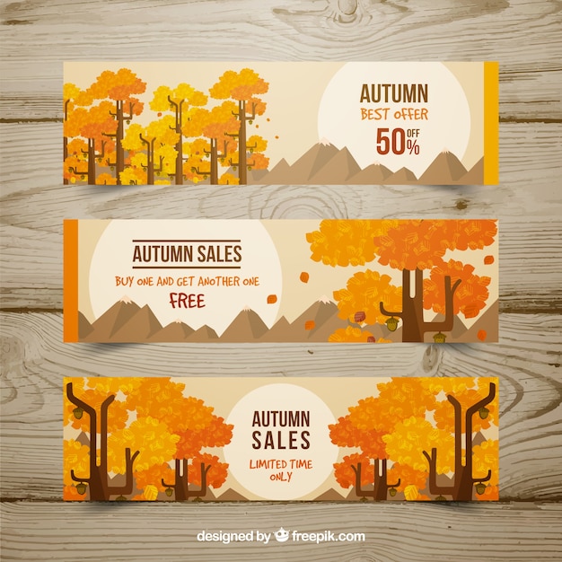 Vector gratuito banners de ofertas, otoño