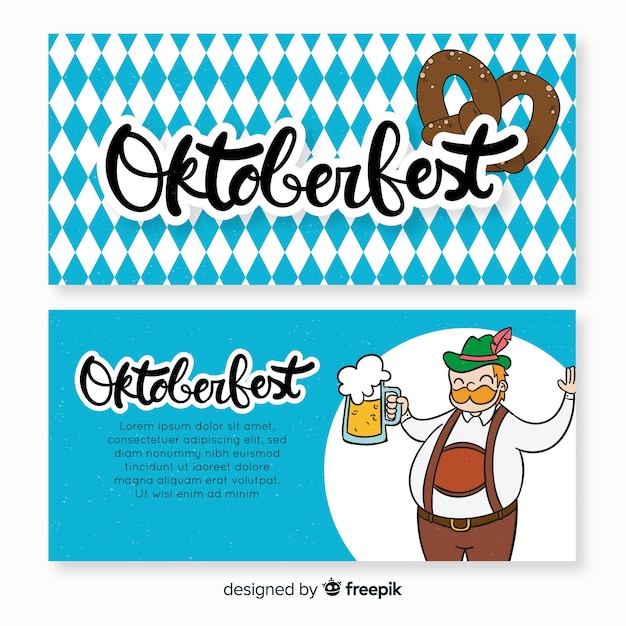 Vector gratuito banners del oktoberfest azules y blancos