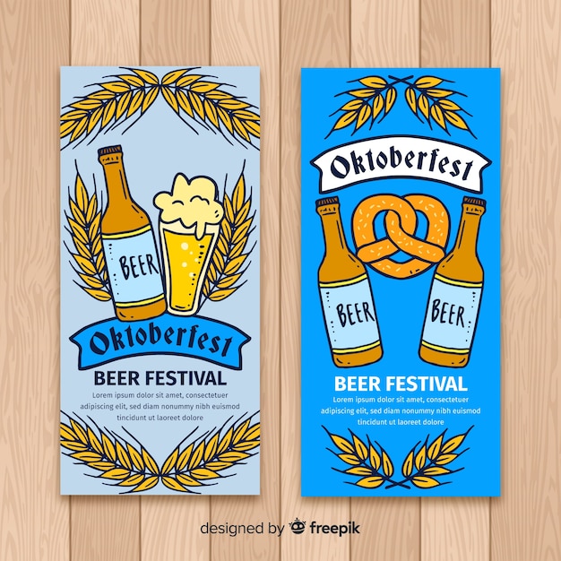 Vector gratuito banners del oktoberfest dibujados a mano