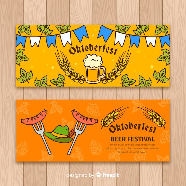 Banners del oktoberfest dibujados a mano