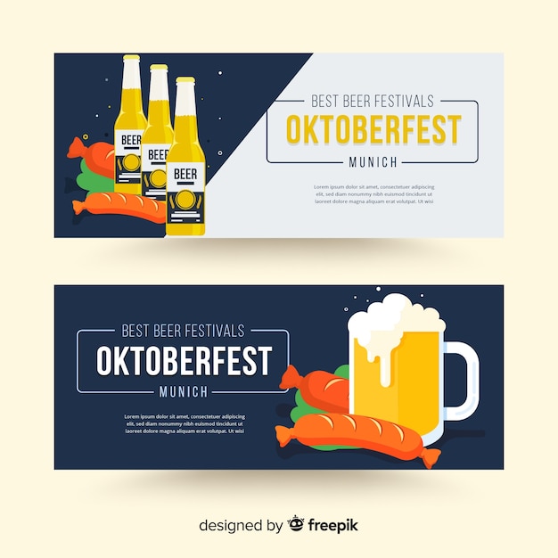 Banners del oktoberfest en estilo flat