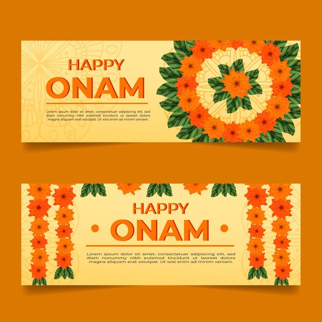 Banners onam dibujados a mano