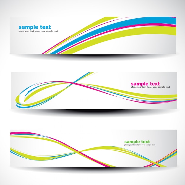 Vector gratuito banners ondulados coloridos