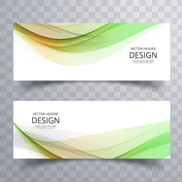 Banners ondulados con formas verdes