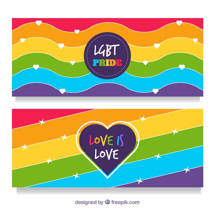 Vector gratuito banners ondulados de lgbt pride
