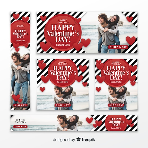 Vector gratuito banners online de compras de san valentín
