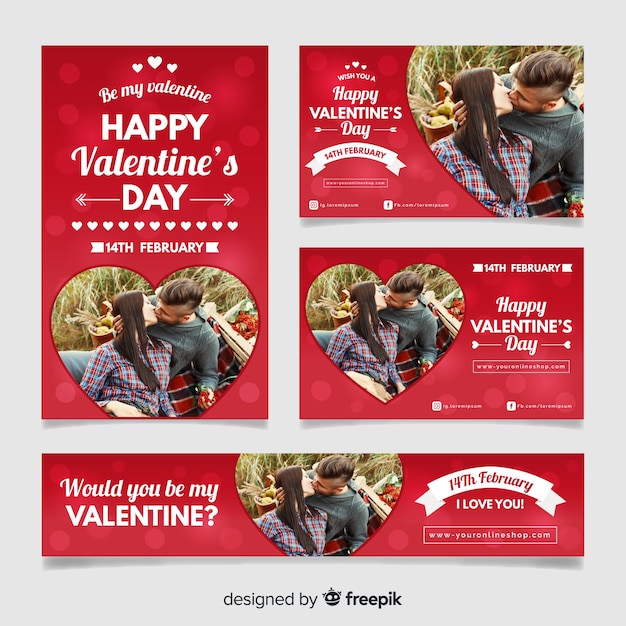 Vector gratuito banners online de compras de san valentín