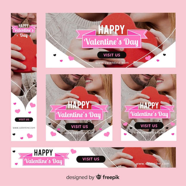 Vector gratuito banners online del día de san valentín