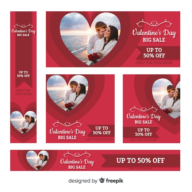 Vector gratuito banners online del día de san valentín