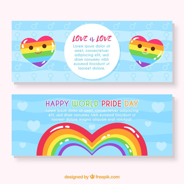 Banners de orgullo lgbt en estilo hecho a mano