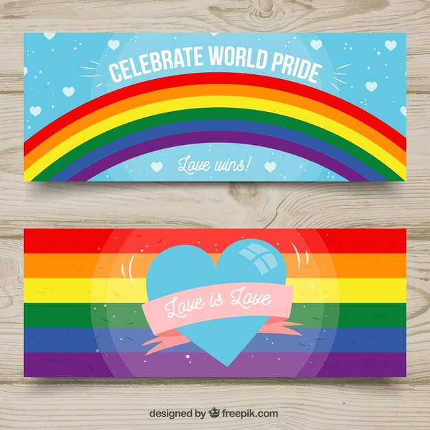 Banners de orgullo lgbt en estilo hecho a mano