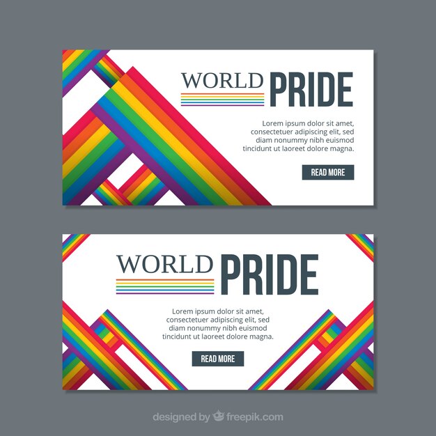 Banners de orgullo lgbt en estilo plano