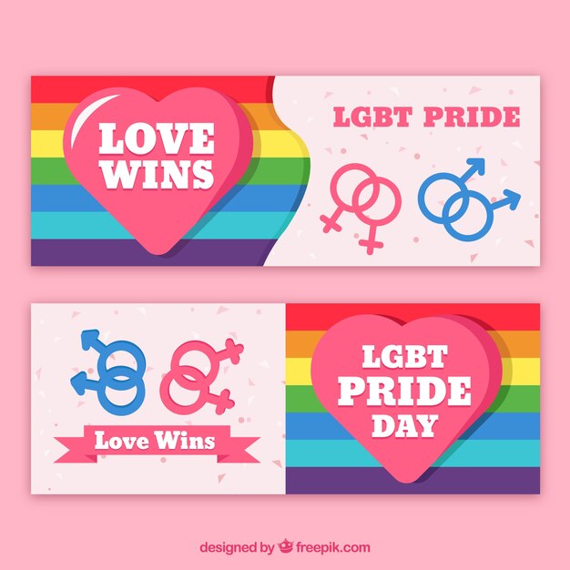 Banners de orgullo lgbt en estilo plano