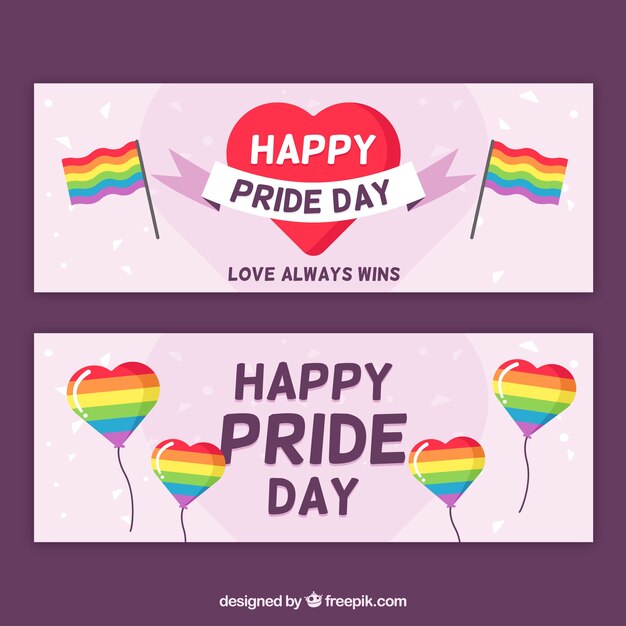 Banners de orgullo lgbt en estilo plano