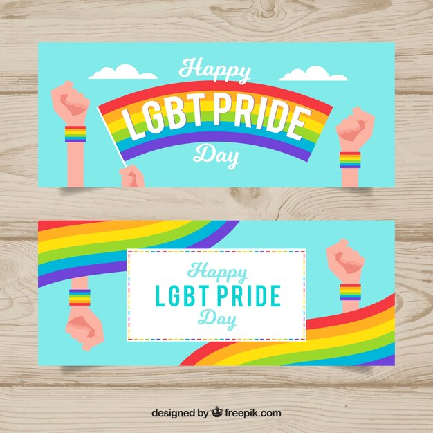 Banners de orgullo lgbt en estilo plano