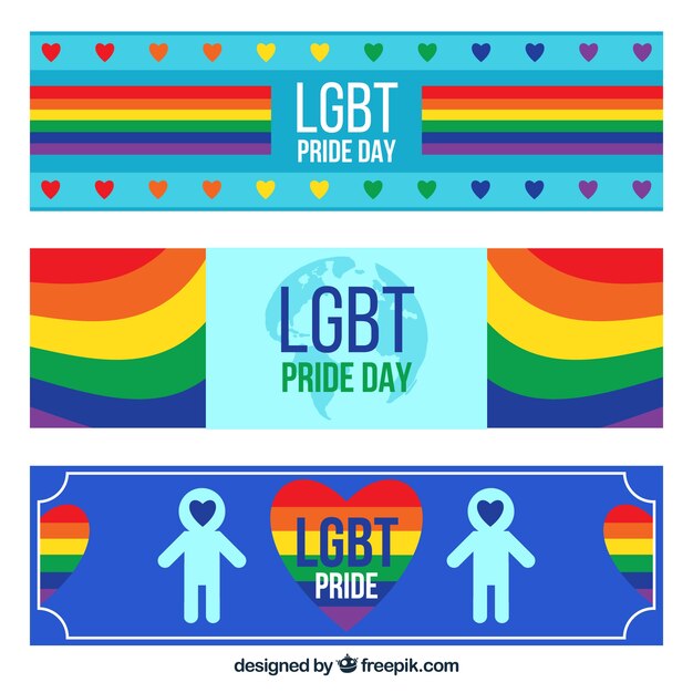 Banners de orgullo lgbt en estilo plano