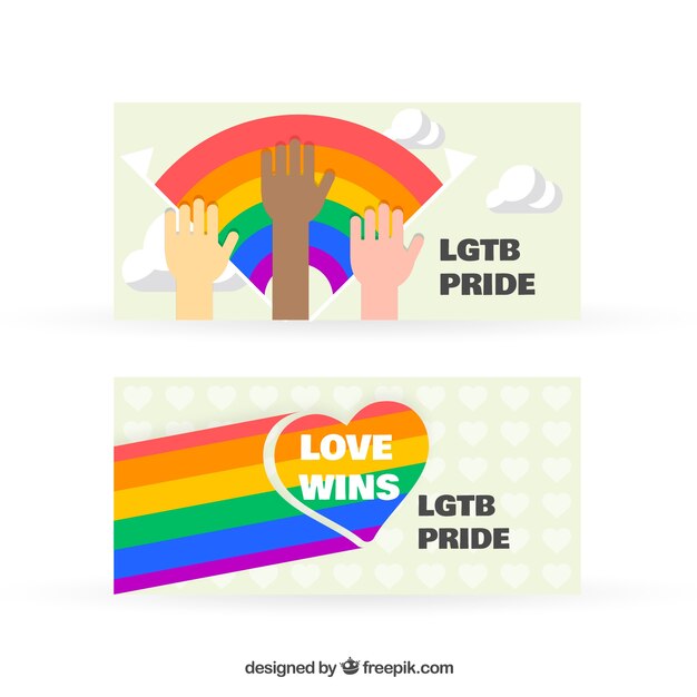 Banners de orgullo lgbt en estilo plano