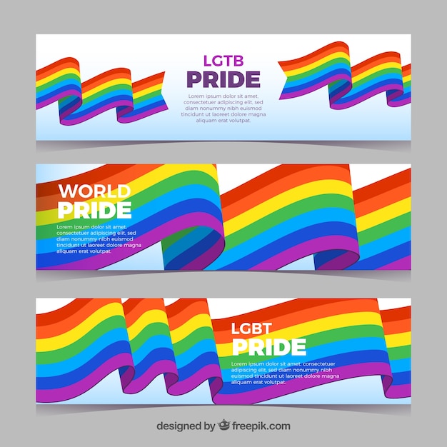 Banners de orgullo lgbt en estilo plano