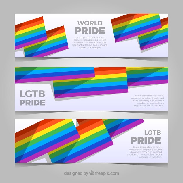 Banners de orgullo lgbt en estilo plano