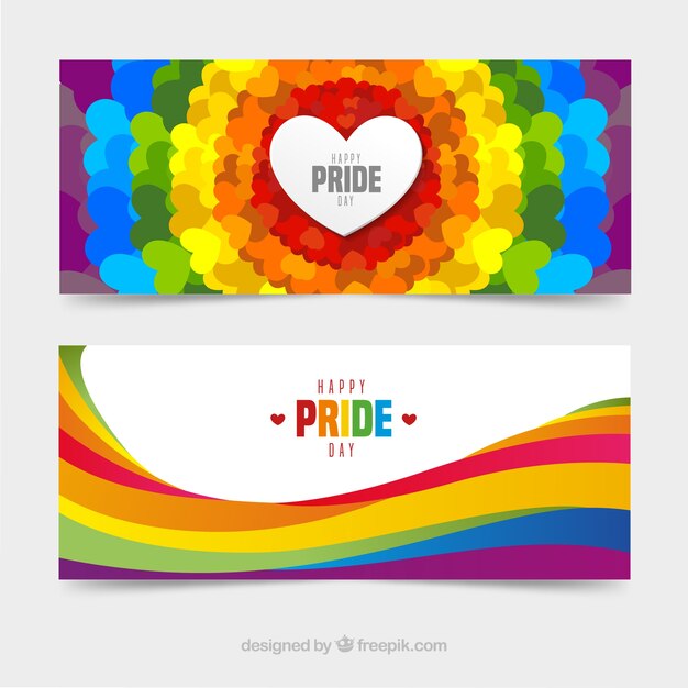 Banners de orgullo lgbt en estilo plano