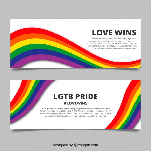 Banners de orgullo lgbt en estilo plano