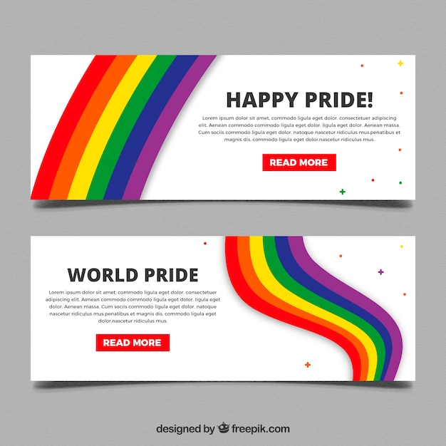 Banners de orgullo lgbt en estilo plano