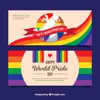 Vector gratuito banners de orgullo lgbt en estilo plano