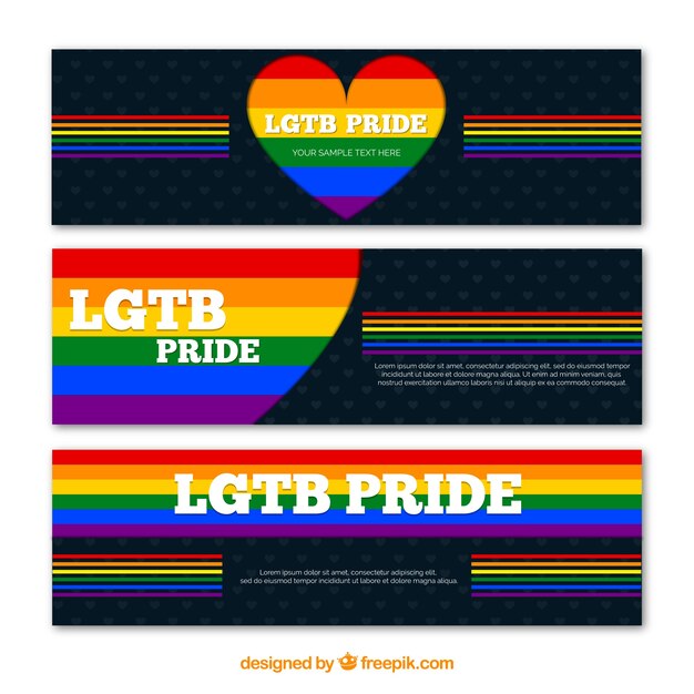 Banners de orgullo lgtb con líneas coloridas