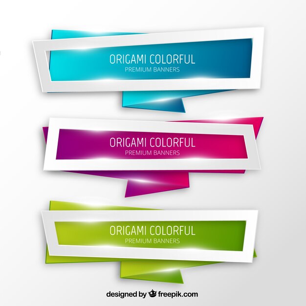 Banners de origami de colores