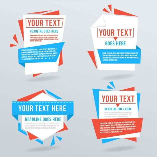 Banners origami con plantillas de texto