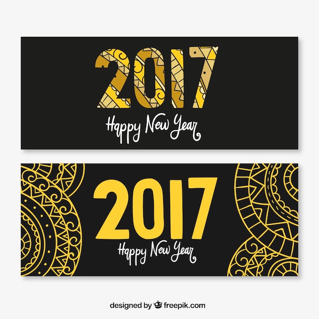 Vector gratuito banners ornamentales de 2017 dibujados a mano