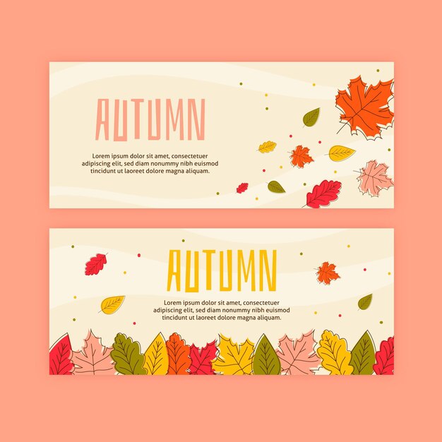 Banners otoñales de diseño plano