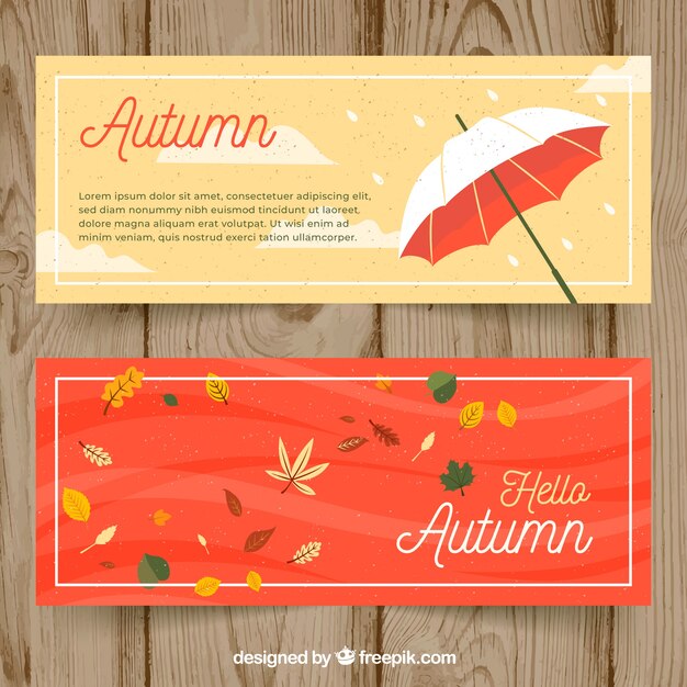 Banners otoñales con hojas