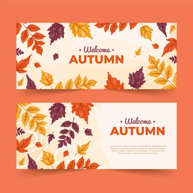 Banners de otoño dibujados a mano