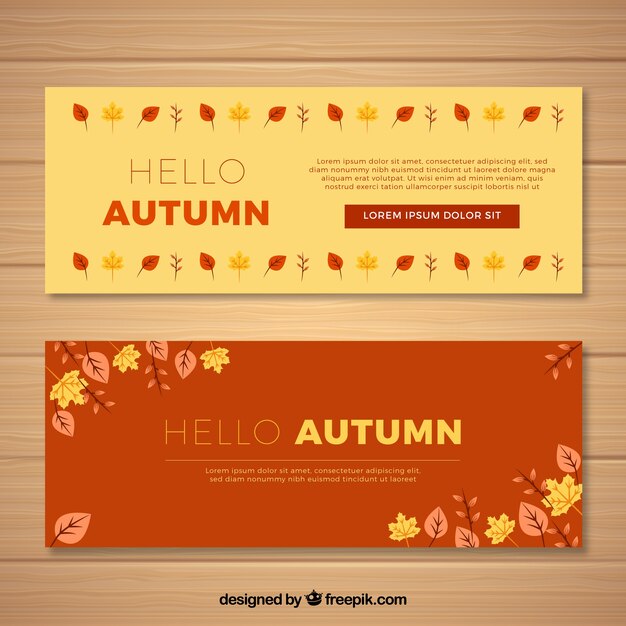 Banners de otoño con hojas coloridas