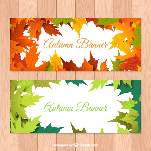 Vector gratuito banners de otoño de hojas secas