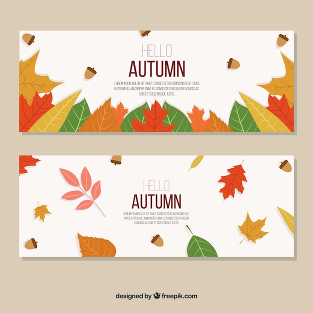 Vector gratuito banners de otoño con hojas