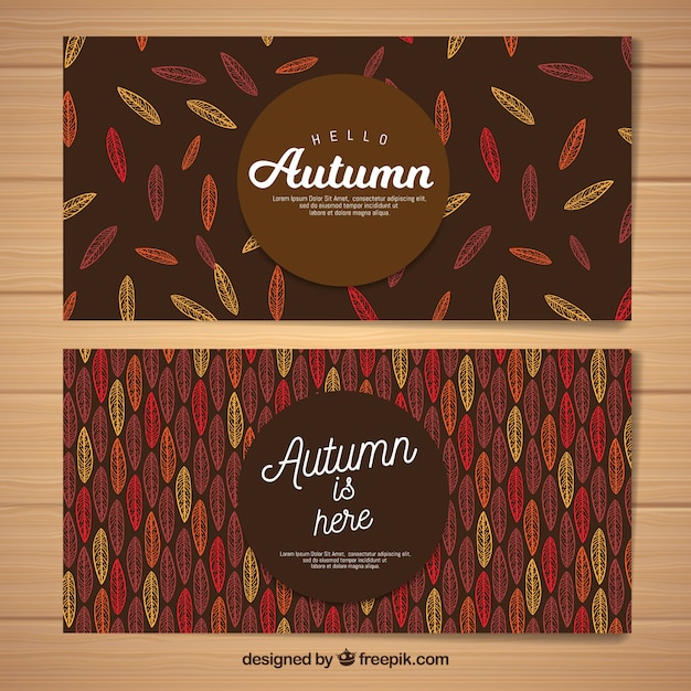 Vector gratuito banners de otoño con hojas