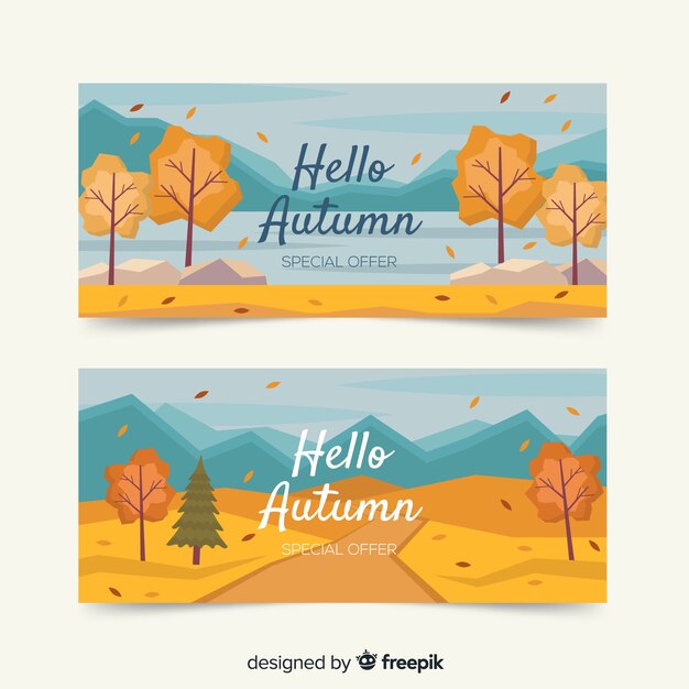 Banners de otoño con paisaje