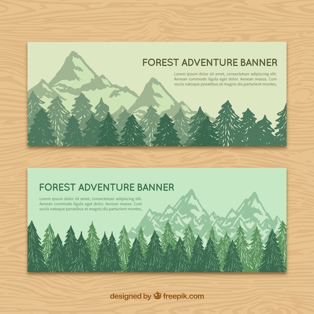 Vector gratuito banners de paisaje dibujado a mano