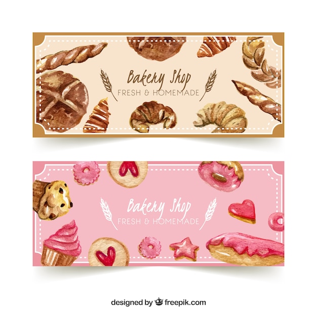 Vector gratuito banners de panadería con dulces