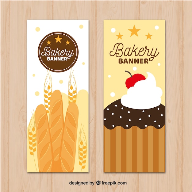 Vector gratuito banners de panadería en estilo plano