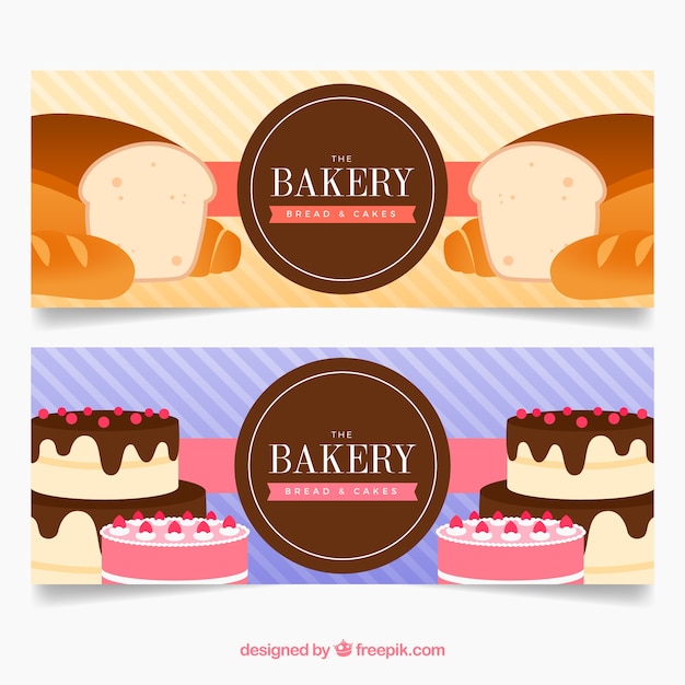 Vector gratuito banners de panadería en estilo plano