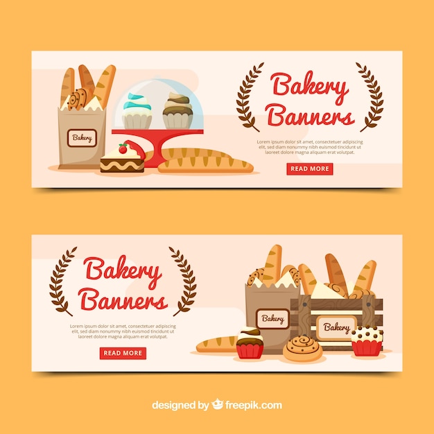 Vector gratuito banners de panadería en estilo plano