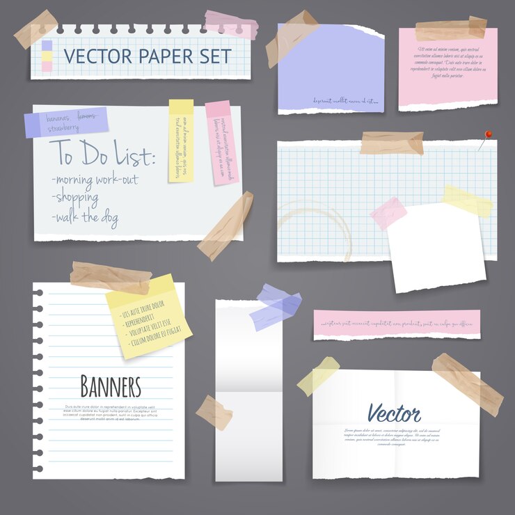 Vector gratuito banners de papel con cinta adhesiva