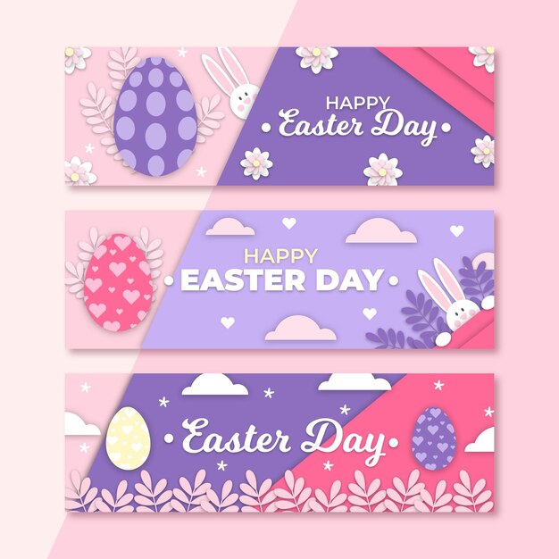 Banners de pascua en estilo papel