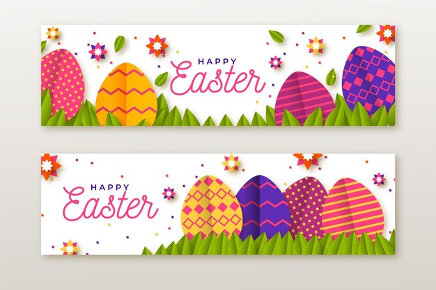 Banners de pascua en estilo papel