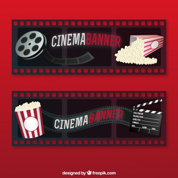 Vector gratuito banners de película con material de cine